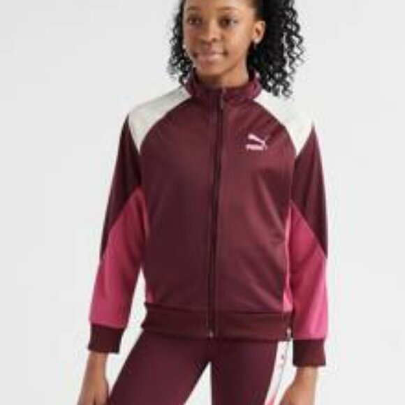 Puma Girls Retro Track Jacket Fig and Pink - Picture 1 of 9